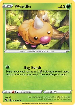 Weedle 001/185  - Reverse Holofoil SWSH04 Vivid Voltage - Common