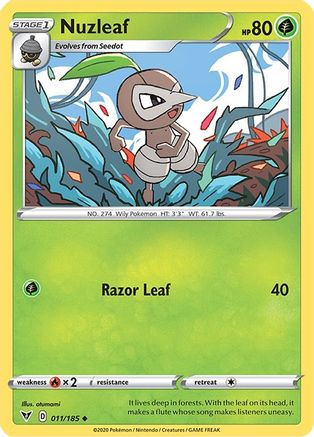 Nuzleaf 011/185  SWSH04 Vivid Voltage - Uncommon