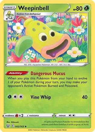 Weepinbell 002/163  - Reverse Holofoil SWSH05 Battle Styles - Uncommon