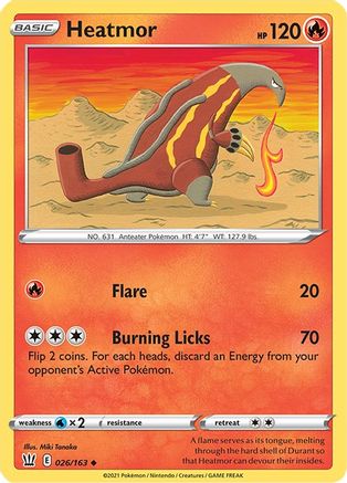 Heatmor 026/163  - Reverse Holofoil SWSH05 Battle Styles - Uncommon