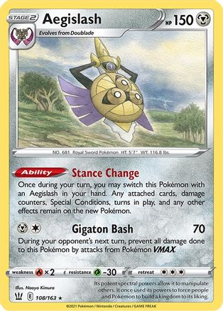 Aegislash (108) 108/163  - Reverse Holofoil SWSH05 Battle Styles - Rare