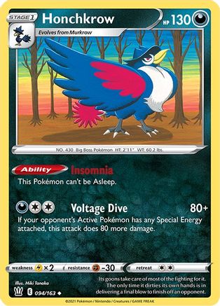 Honchkrow 094/163  - Reverse Holofoil SWSH05 Battle Styles - Uncommon