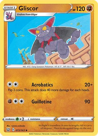Gliscor 072/163  - Reverse Holofoil SWSH05 Battle Styles - Uncommon