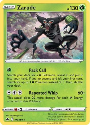 Zarude 019/198  - Reverse Holofoil SWSH06 Chilling Reign - Holo Rare