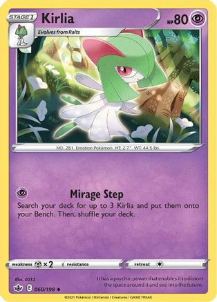 Kirlia 060/198  - Reverse Holofoil SWSH06 Chilling Reign - Uncommon