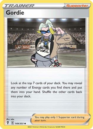 Gordie 149/203  - Reverse Holofoil SWSH07 Evolving Skies - Uncommon