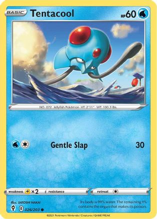 Tentacool 026/203  - Reverse Holofoil SWSH07 Evolving Skies - Common