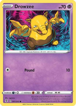 Drowzee 061/203  - Reverse Holofoil SWSH07 Evolving Skies - Common