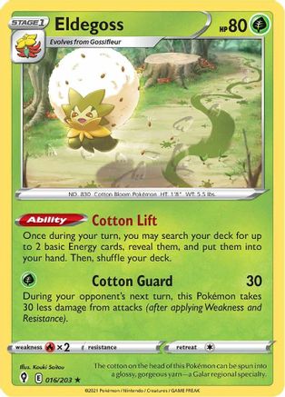 Eldegoss 016/203  - Reverse Holofoil SWSH07 Evolving Skies - Holo Rare