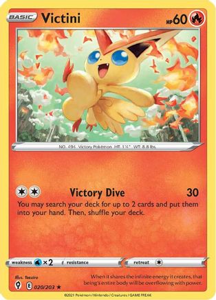 Victini 020/203  - Reverse Holofoil SWSH07 Evolving Skies - Holo Rare