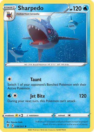 Sharpedo 036/203  SWSH07 Evolving Skies - Rare