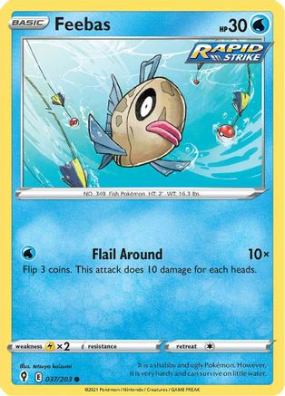 Feebas 037/203  - Reverse Holofoil SWSH07 Evolving Skies - Common