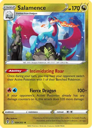 Salamence 109/203  - Reverse Holofoil SWSH07 Evolving Skies - Holo Rare