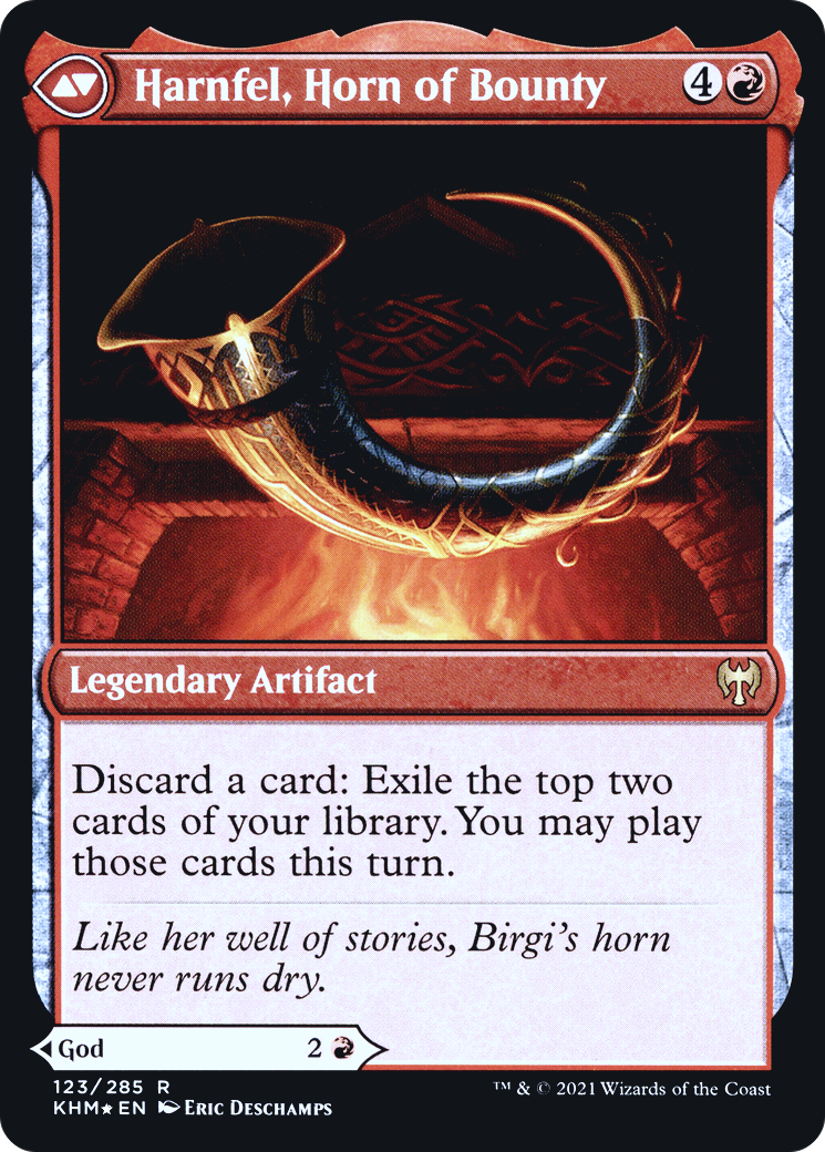 Birgi, God of Storytelling // Harnfel, Horn of Bounty (PRE-123S) - Kaldheim Promos Foil