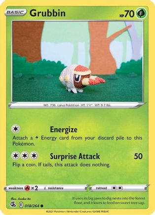 Grubbin 018/264  - Reverse Holofoil SWSH08 Fusion Strike - Common