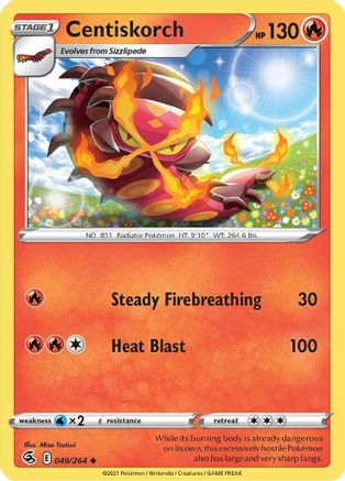 Centiskorch (49) 049/264  - Reverse Holofoil SWSH08 Fusion Strike - Uncommon