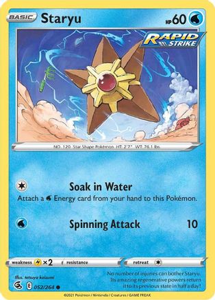 Staryu 052/264  - Reverse Holofoil SWSH08 Fusion Strike - Common