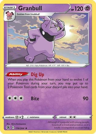 Granbull 116/264  - Reverse Holofoil SWSH08 Fusion Strike - Rare
