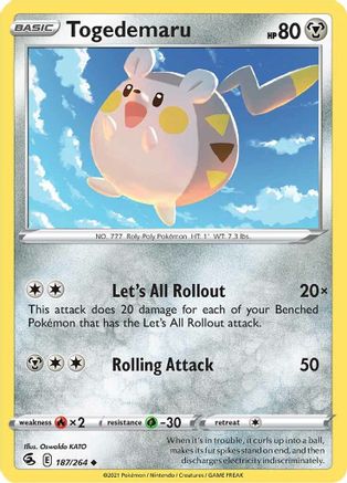 Togedemaru 187/264  SWSH08 Fusion Strike - Uncommon