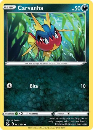 Carvanha 162/264  SWSH08 Fusion Strike - Common