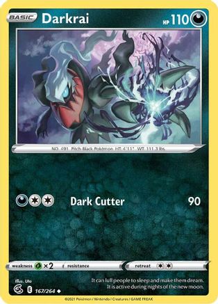 Darkrai 167/264  - Reverse Holofoil SWSH08 Fusion Strike - Uncommon