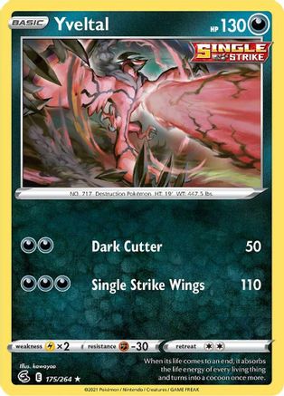 Yveltal 175/264  - Reverse Holofoil SWSH08 Fusion Strike - Rare