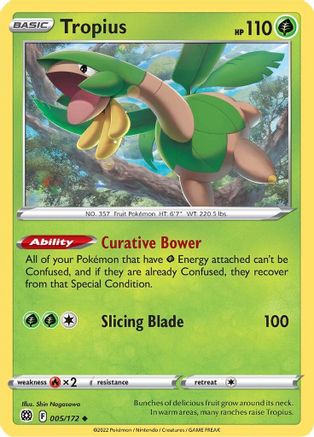 Tropius 005/172  - Reverse Holofoil SWSH09 Brilliant Stars - Uncommon