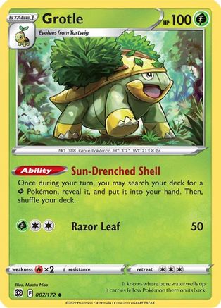 Grotle 007/172  - Reverse Holofoil SWSH09 Brilliant Stars - Uncommon