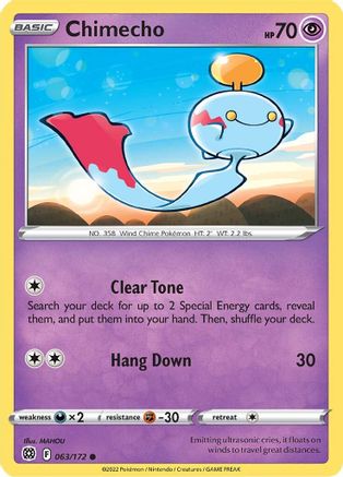 Chimecho 063/172  - Reverse Holofoil SWSH09 Brilliant Stars - Common