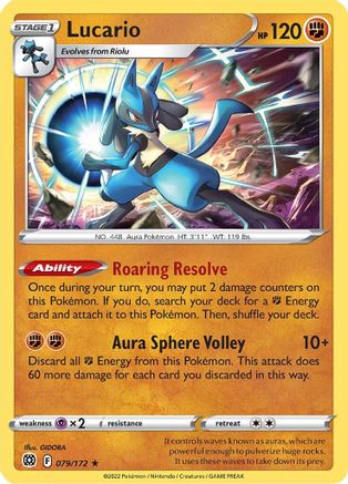 Lucario 079/172  - Reverse Holofoil SWSH09 Brilliant Stars - Holo Rare