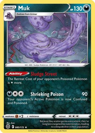 Muk 085/172  - Reverse Holofoil SWSH09 Brilliant Stars - Rare