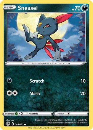 Sneasel 086/172  - Reverse Holofoil SWSH09 Brilliant Stars - Common