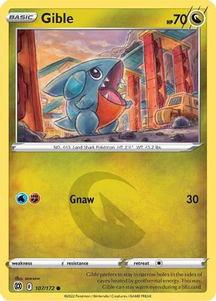 Gible 107/172  - Reverse Holofoil SWSH09 Brilliant Stars - Common