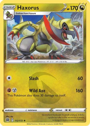 Haxorus 112/172  - Reverse Holofoil SWSH09 Brilliant Stars - Rare