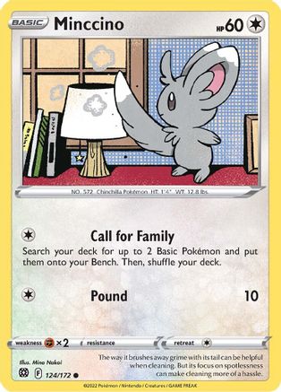 Minccino 124/172  - Reverse Holofoil SWSH09 Brilliant Stars - Common