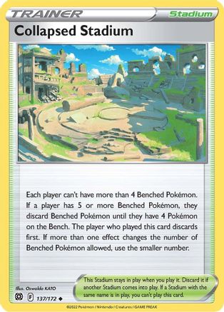Collapsed Stadium 137/172  - Reverse Holofoil SWSH09 Brilliant Stars - Uncommon