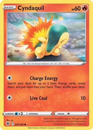 Cyndaquil 023/189  - Reverse Holofoil SWSH10 Astral Radiance - Common