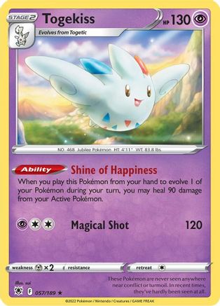Togekiss 057/189  - Reverse Holofoil SWSH10 Astral Radiance - Holo Rare