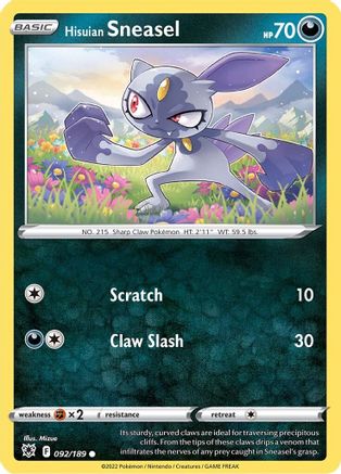 Hisuian Sneasel 092/189  SWSH10 Astral Radiance - Common