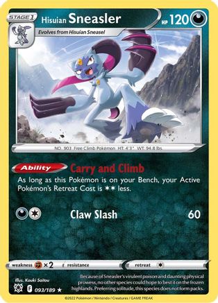 Hisuian Sneasler 093/189  - Reverse Holofoil SWSH10 Astral Radiance - Holo Rare
