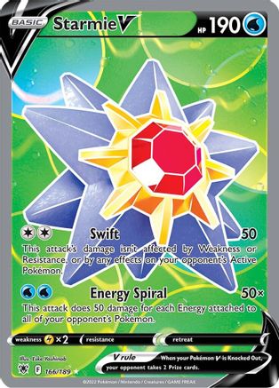 Starmie V (Full Art) 166/189  - Holofoil SWSH10 Astral Radiance - Ultra Rare