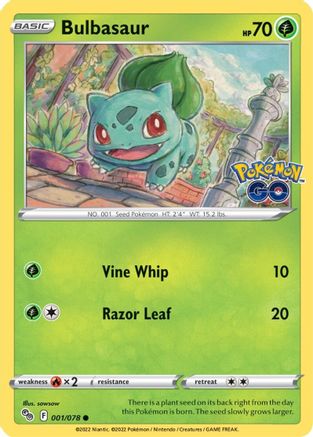 Bulbasaur 001/078  - Reverse Holofoil Pokemon GO - Common