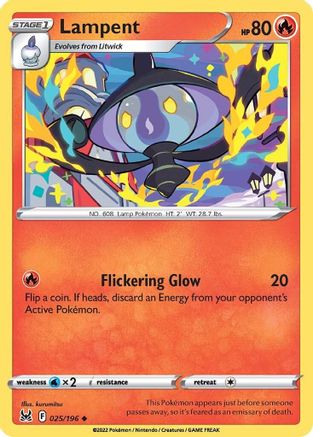 Lampent 025/196  - Reverse Holofoil SWSH11 Lost Origin - Uncommon