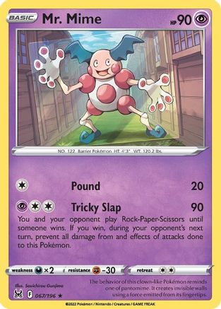 Mr. Mime 067/196  - Reverse Holofoil SWSH11 Lost Origin - Rare