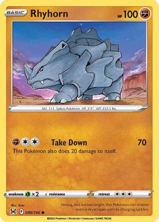 Rhyhorn 089/196  SWSH11 Lost Origin - Common
