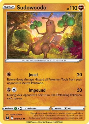 Sudowoodo 094/196  - Reverse Holofoil SWSH11 Lost Origin - Common