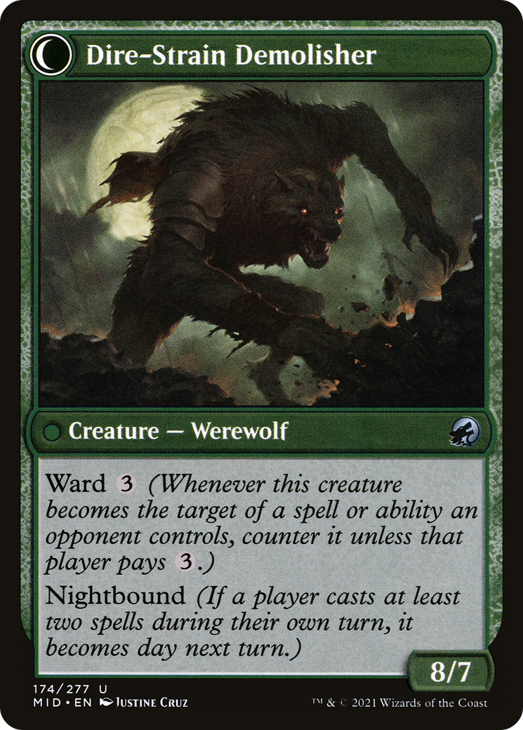 Burly Breaker // Dire-Strain Demolisher (MID-174) - Innistrad: Midnight Hunt: (Double Faced Transform) Foil
