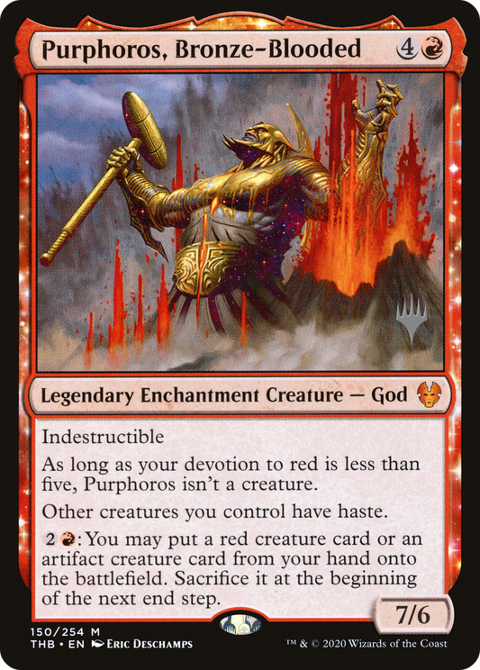 Purphoros, Bronze-Blooded (PPTHB-150P) - Theros Beyond Death Promos: (enchantment) Foil