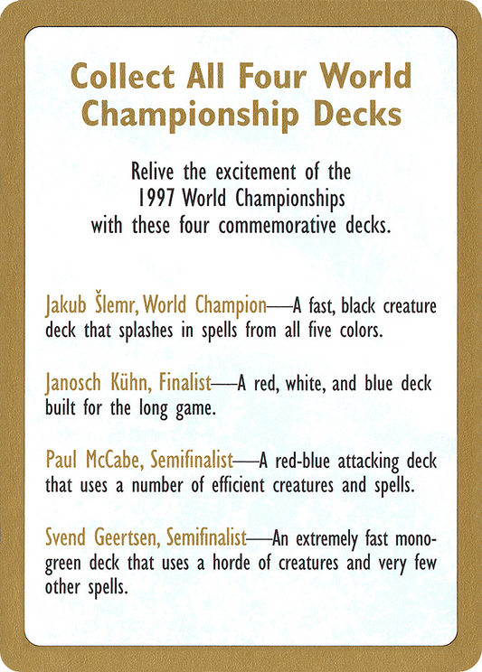 1997 World Championships Ad (WCD-000) - World Championship Decks 1997