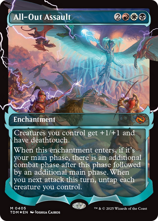 All-Out Assault (TDM-405) - Tarkir: Dragonstorm: (Showcase, enchantment) (Borderless) Foil